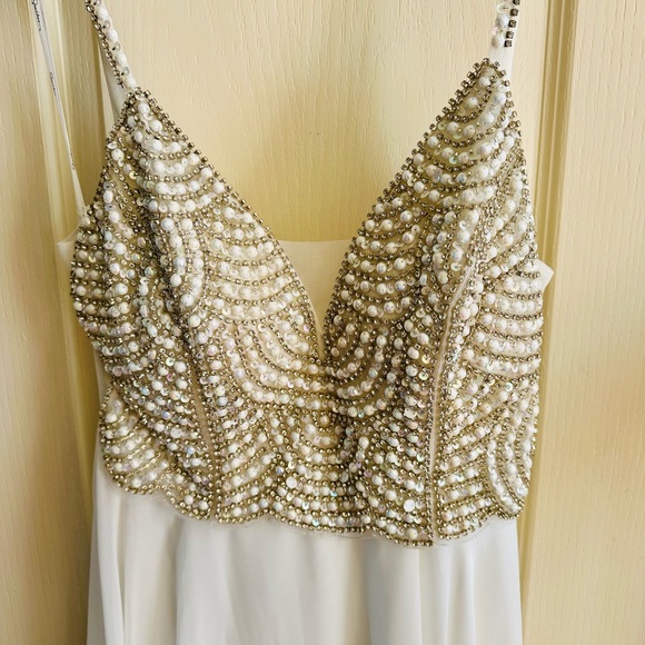 Speechless White Chiffon Strappy Beaded Dress - Picture 5 of 12